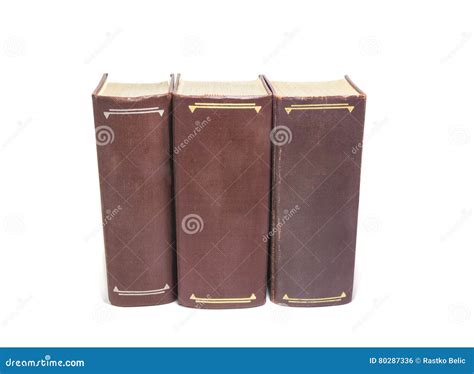 Three Brown Books Isolated On White Background Stock Photo Image Of