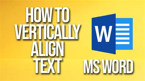 How To Vertically Align Text Ms Word Tutorial Youtube
