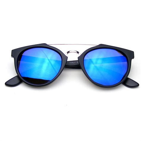 Vintage Inspired Dapper Cross Bar Wayfarer Flash Revo Lens Sunglasses