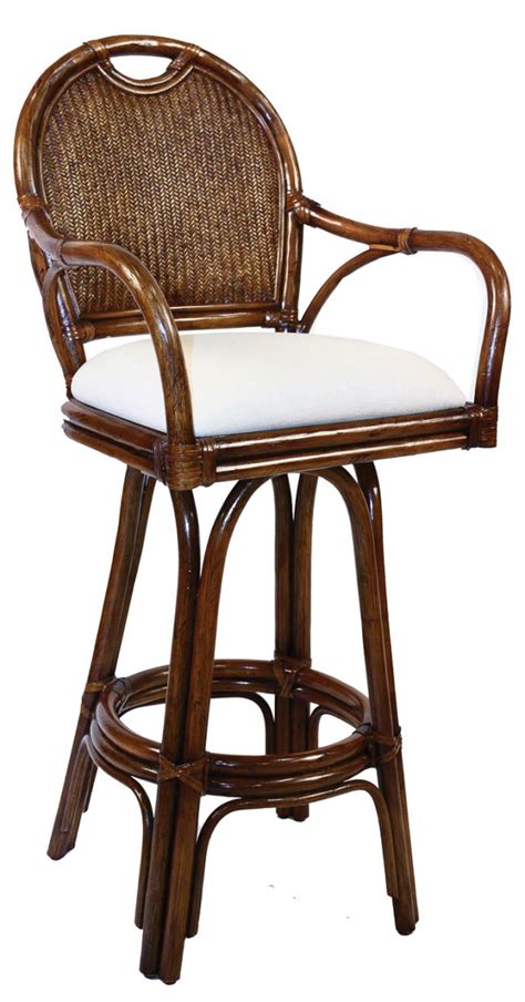 Bar and counter stool seating for indoors or out. Legacy Indoor Swivel Rattan & Wicker 24" Counter Stool in ...