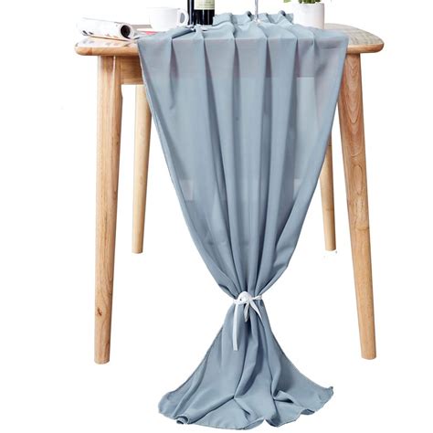 Buy Aviviho 10ft Dusty Blue Chiffon Sheer Table Runner For Wedding