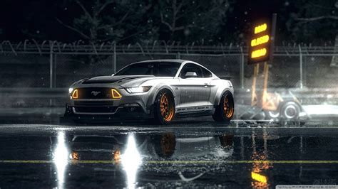 White Ford Mustang Gt Night Cars Live Wallpaper 3054