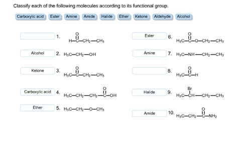 solved classify each of the following molecules according to