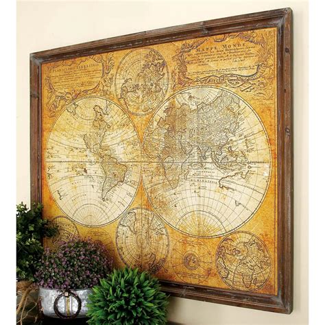 34 In X 41 In Mdf Antique World Map Wall Decor 20327 The Home Depot