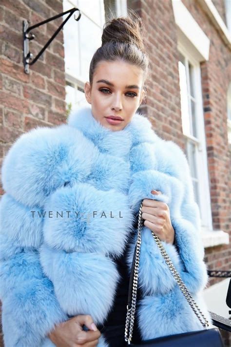 Baby Blue Fluffy Jacket Fur Clothing Outfits With Faux Fur Coats