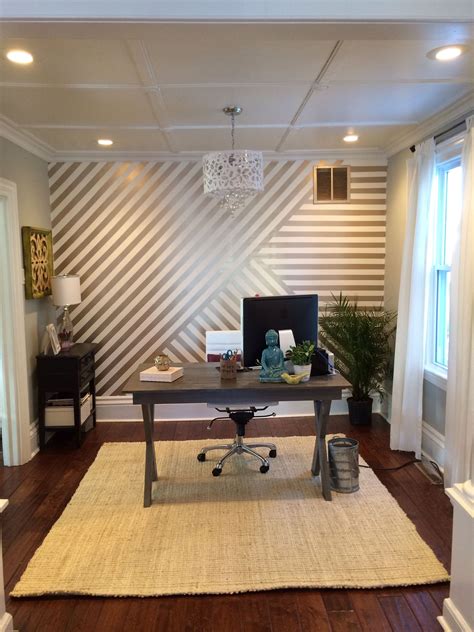 Stylish Home Office With Diy Desk And White Chandelier