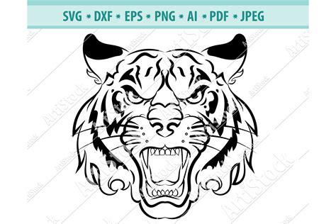 Tiger Face Svg Head Of A Tiger Clipart Cats Dxf Png Eps