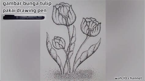 Menggambar Bunga Tulip Pointilism Drawing Tutorial Gambar Teknik