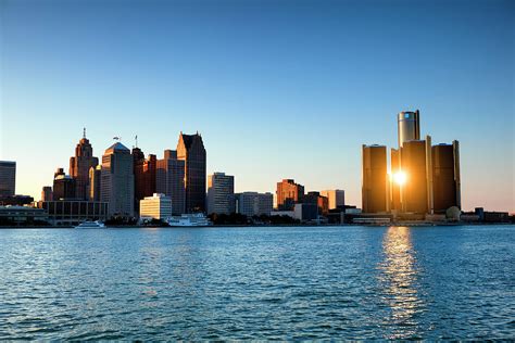 Sunset Over Detroit Michigan By Pawelgaul