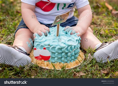 Ofishally One Themed Birthday Cake Smash Stock Photo 1849499602