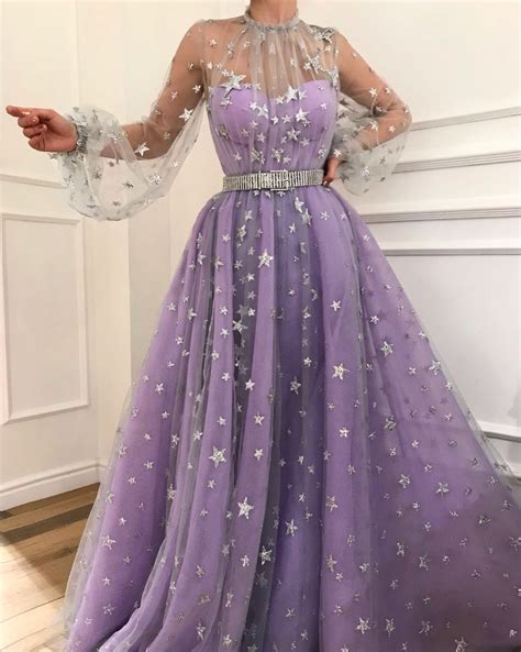 Purple Tulle Prom Dress Floor Length Prom Dress Prom Dresses Long With Sleeves Purple Prom