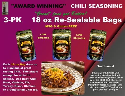 3 Pack Of 18 Oz Bags Of Chili Seasoning Mysite