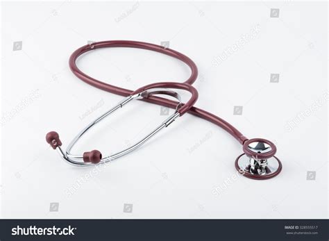 Red Stethoscope Medical Equipment On White Stock Photo 328555517