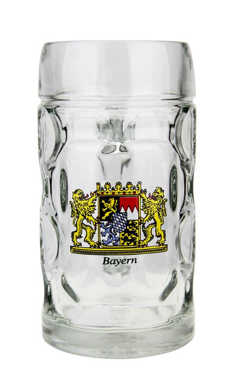 Custom Engraved Bayern Crest Dimpled Oktoberfest Glass Beer Mug 0 5 Liter