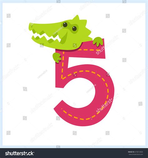 Cartoon Illustration Numbers Animals Number Five Stock Vector Royalty