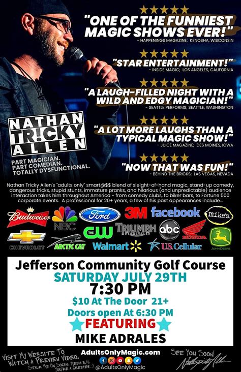 Adults Only Comedy And Magic Show Jefferson Community Golf Course July