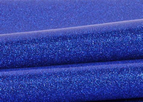 Blue Pvc Glitter Fabric With Cloth Bottom Special Textile Leather