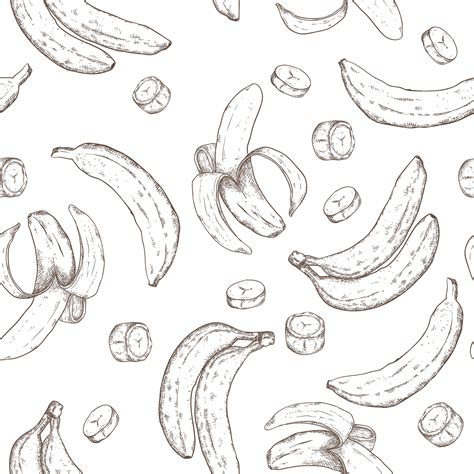 Banana Hand Drawn Seamless Pattern 1103100 Vector Art At Vecteezy