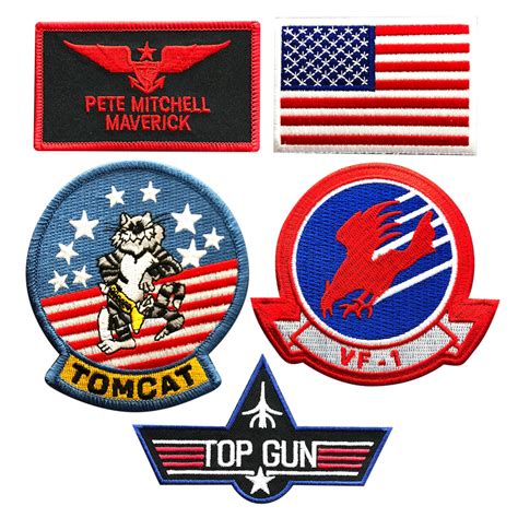 Top Gun Pete Mitchell Maverick 5pc Patch Set Iron On Miltacusa