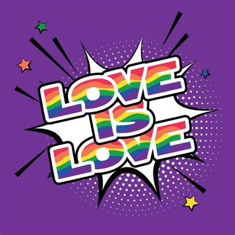 love is love lgbt pride slogan against homosexual discrimination quote pop art illustration