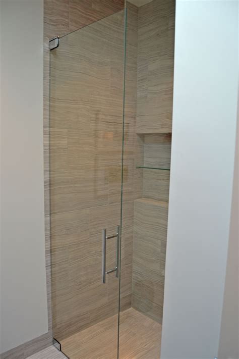 Custom Heavy Glass Shower Door And Floor To Ceiling Panel Shower