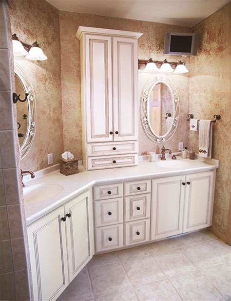 Add a touch of luxury to your bathroom with a double sink vanity unit. 15 Trendy Corner Bathroom Cabinets | Ultimate Home Ideas