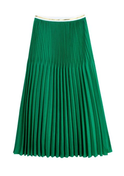 Idano Gaufre Pleated Midi Skirt Kelly Green Pleated Midi Skirt