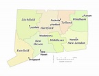 State of Connecticut County Map with the County Seats - CCCarto