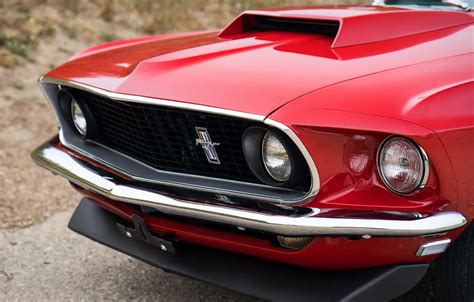 Wallpaper Mustang Ford Muscle 1969 Red Car Classic Musclecar