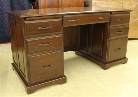 60″ Traditional Double Pedestal Executive Desk In Brown Maple Amish