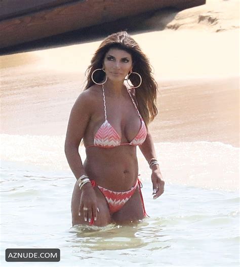 Teresa Giudice Wows In A Pink Halterneck Bikini While Relaxing On The Beach In Mykonos Aznude
