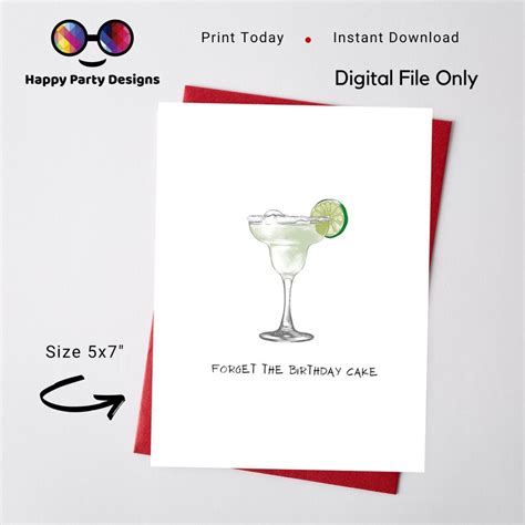 Margarita Birthday Card Instant Download Digital Etsy
