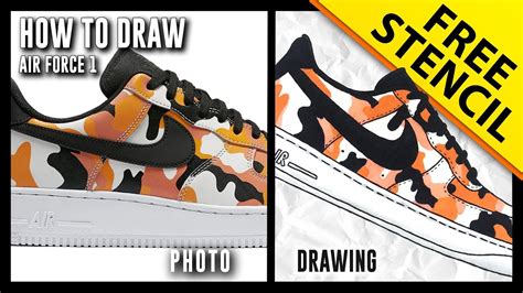 How To Draw Nike Air Force 1 Low W Free Stencil Youtube