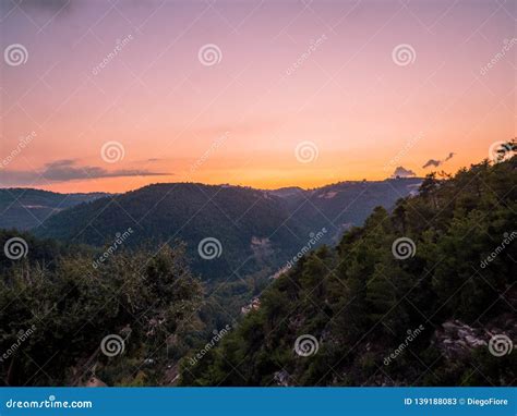 Amazing Sunset Over Baakline Mount Lebanon Stock Image Image Of