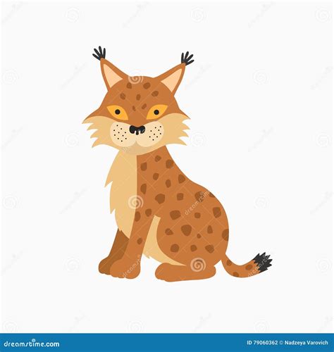 Illustration Of Cute Lynx Stock Vector Illustration Of Feline 79060362