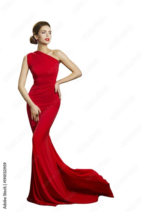 Lady Evening Dress Elegant Woman In Long Gown With Tail Fashion Model