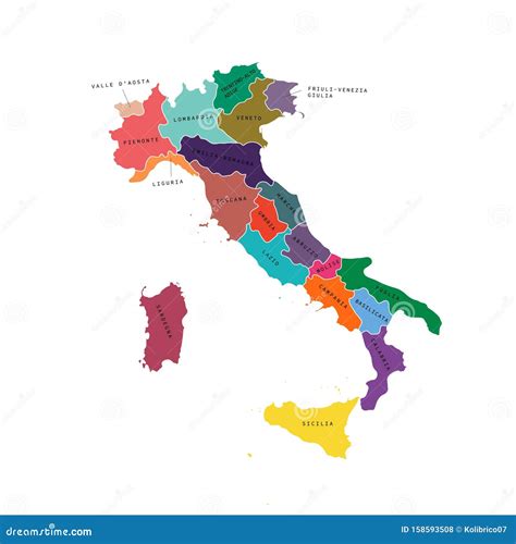 Mappa Delle Regioni Italiane Mappa Vettoriale Italia Regioni