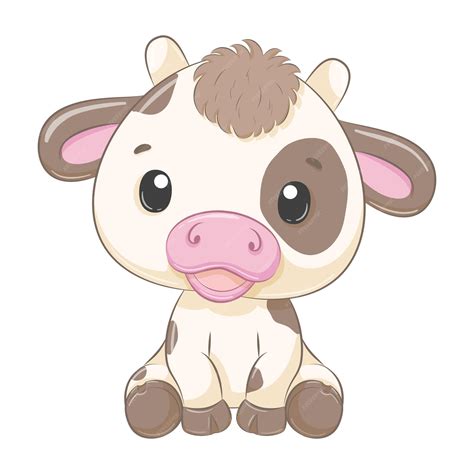 Premium Vector Cute Baby Cow Cartoon Illustration