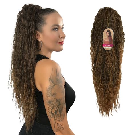 Rabo De Cavalo Bio Vegetal Cacheado Cm Brazilian Wave Modelo Carol