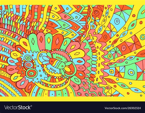 Psychedelic Colorful Abstract Background Doodle Vector Image