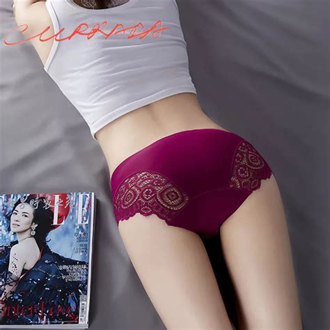 panties ice silk seamless underwear women sexy lace solid lingerie low waist ladies girls woman