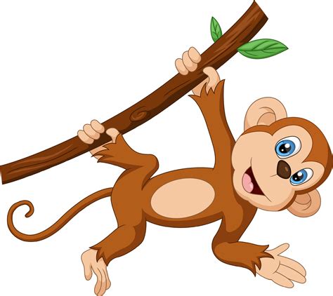 Cute Little Monkey Cartoon On Tree Branch 9780776 Vector Art At Vecteezy