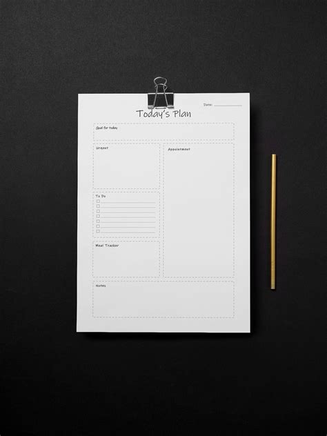Todays Plan Planner Printable Full Editable Template Desk Planner