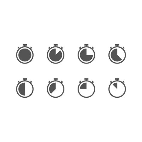 Set Of Timer Vector Icon Stopwatch Symbol Vector Countdown Circle