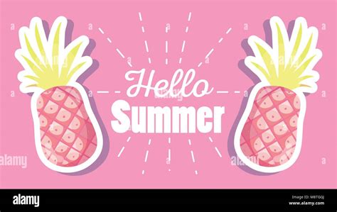 Hello Summer With Pineapples Stock Vector Image And Art Alamy