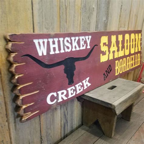Whiskey Creek Saloon And Bordellocarvedrusticwoodsignwesterndécor