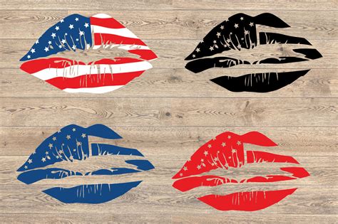 America lips svg, 4th of july svg, Silhouette SVG 81SV By HamHamArt