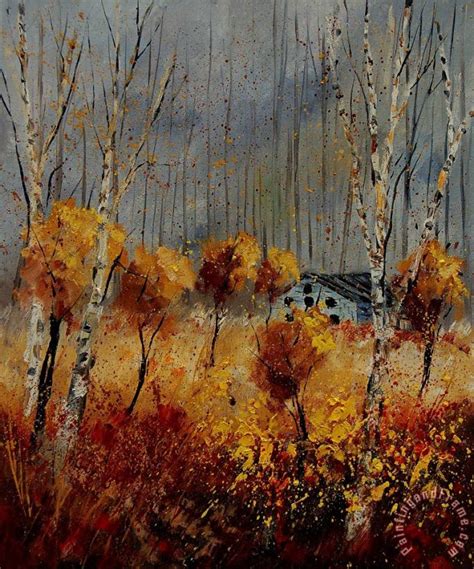 Pol Ledent Windy Autumn Landscape Painting Windy Autumn Landscape