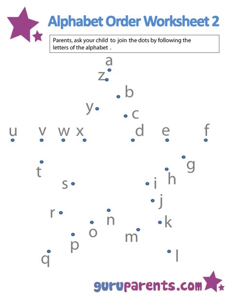 The connect the dot worksheets. Alphabet Order Worksheets | guruparents