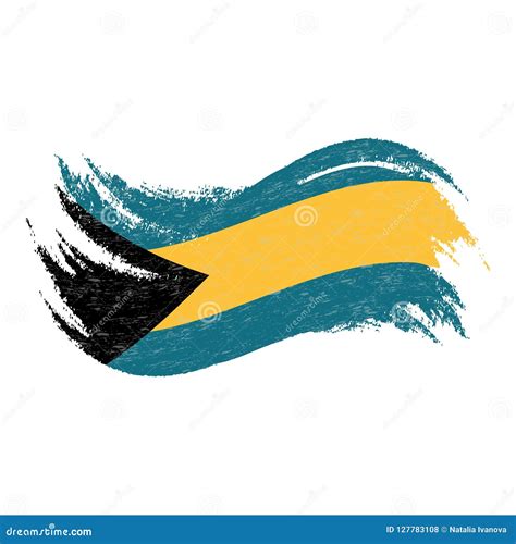 National Flag Of Bahamas Designed Using Brush Strokesisolated On A